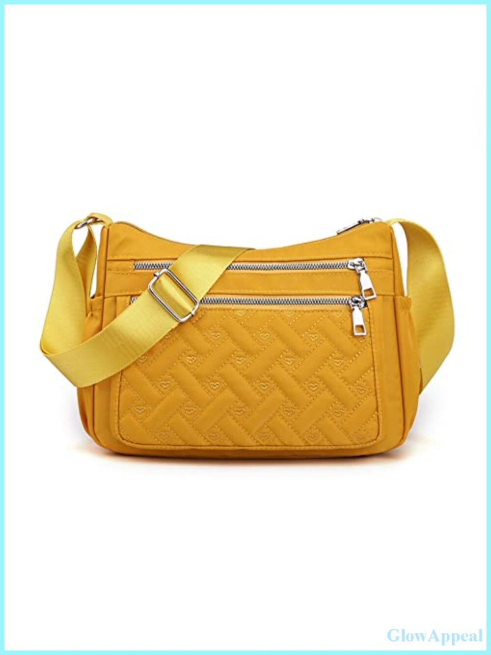 Nylon Crossbody Bag Quilted Shoulder Handbag Multi-Pocket Adjustable Strap